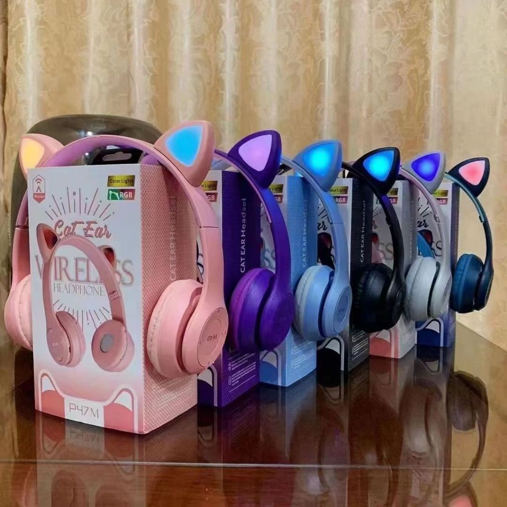 Headphone P47-M Cat Ear Bluetooth Wireless Warna Beragam