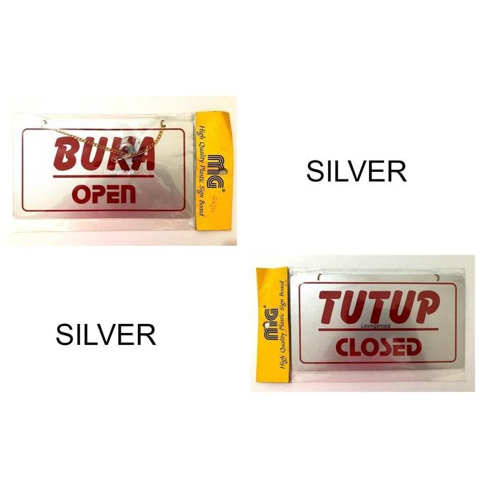 

Toso - Sticker Pintu Buka Tutup Open Close, Sticker Pintu Akrilik 22.5 X 12 - Binder Gold Silver