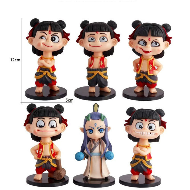 Action Figure Nezha Set 6/ Mainan Nezha Nacha Kualitas Premium