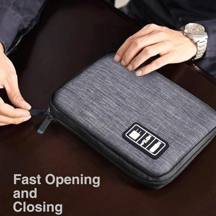 Vixplorn Travel Pouch Organizer Digital/Tas Gadget Double Layer Pouch Bag Powerbank Travel Organizer
