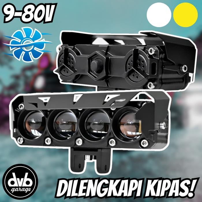 Paling Baik Lampu Tembak Led Sql + Kipas Fan Hi-Low Putih Kuning Kabut Foglamp Laser Mobil Motor