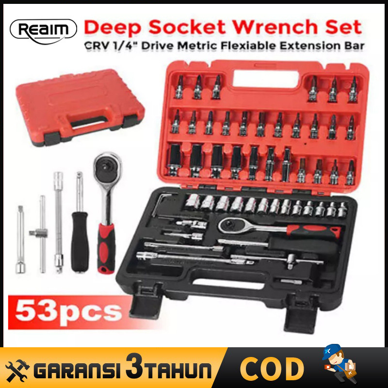 Kunci Sok Set 53Pcs Kunci Mata Sok Kunci Shock Set Lengkap Kunci Mata Sok 53 Pcs Set Socket (1/4 ")