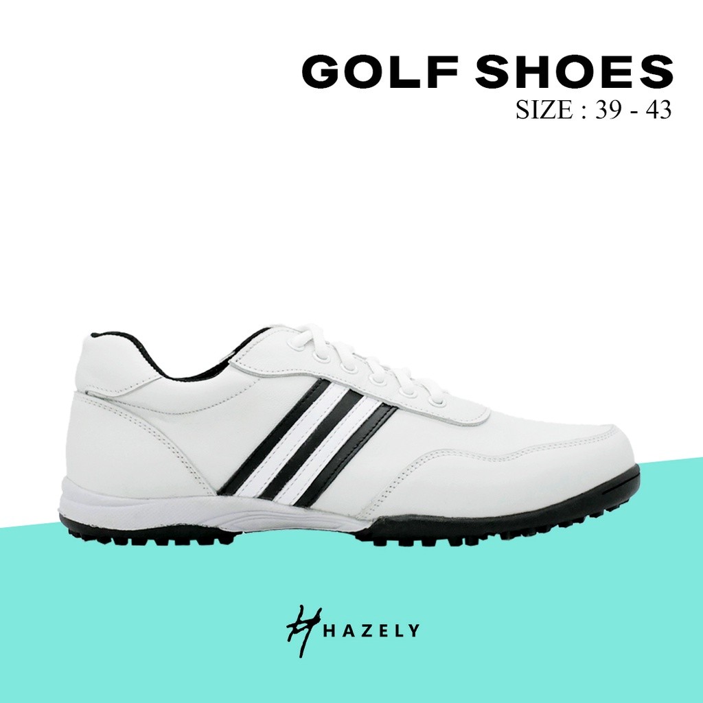 Hazely Official - Sepatu Golf Osric Series UNISEX - White 3 Stripes HZL10 JDW