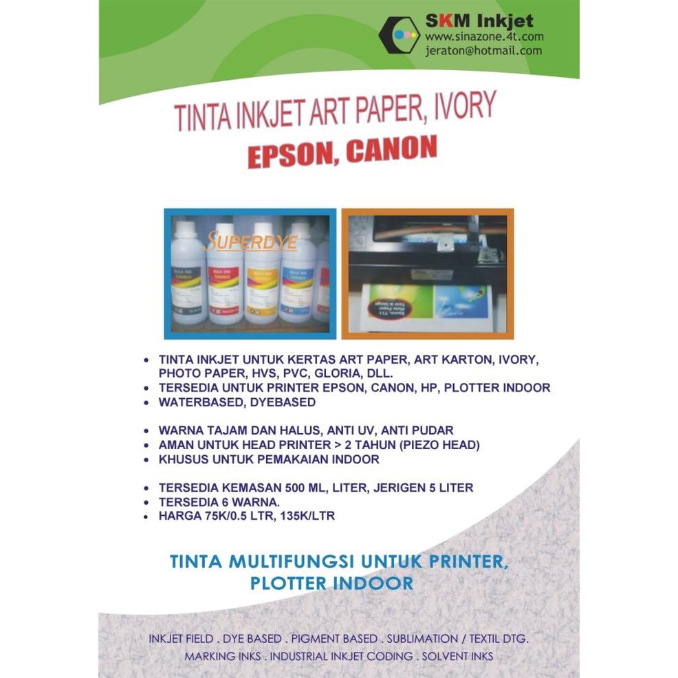 

TINTA INKJET SUPERDYE ART PAPER 500 ML