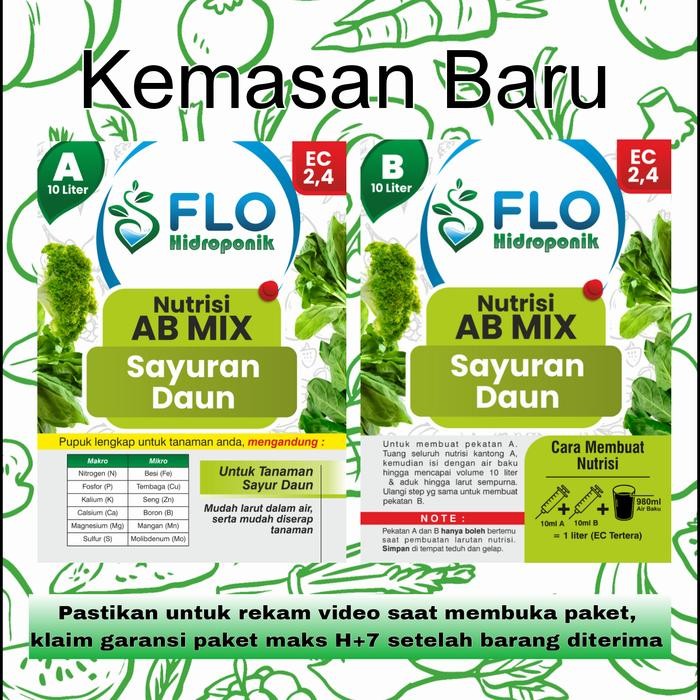 Nutrisi AB Mix Flo Hidroponik Sayuran Daun 10 Liter 1000 Liter 1200PPM