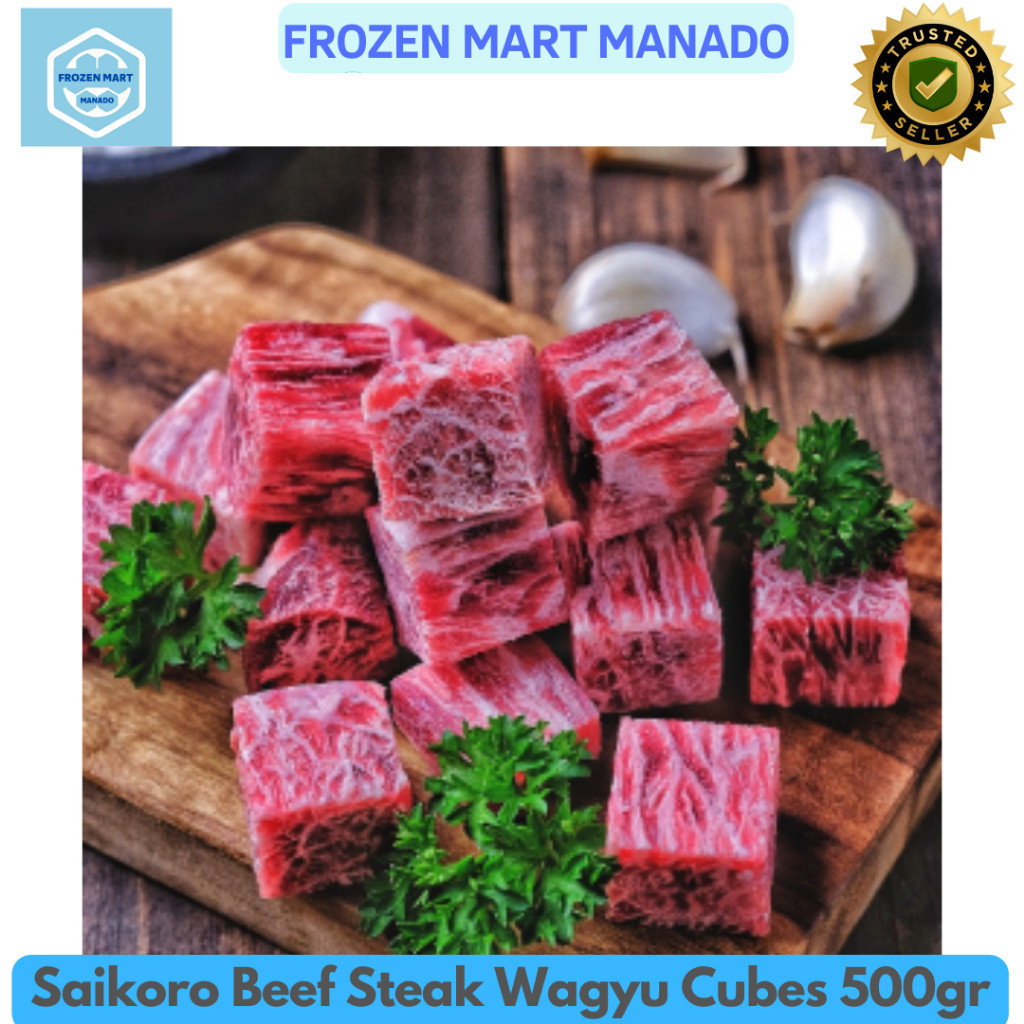

Saikoro Beef Steak Wagyu Cubes 500gr - Frozen Food Tomohon
