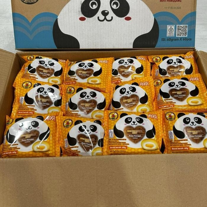 

PANDA ROTI PANGGANG ISIAN RASA PANDAN, KEJU, COKELAT, SUSU, MANGGA - 1 DUS ISI 60 pcs AOKA Roti