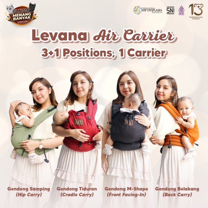 Levana Carrier CuddleMe Gendongan Bayi SSC M Shape New Born Gendongan Depan 4 Posisi Gendong