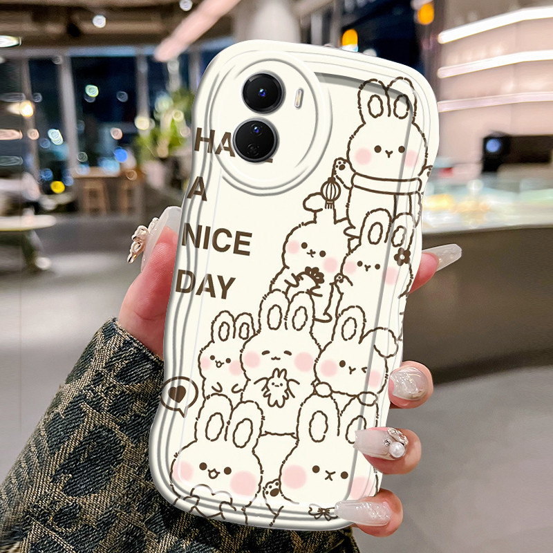 Casing Hp Untuk VIVO Y16 Y35 5G Y56 5G Y35 4G Case Krim gelombang Softcase Silikon Kesing Kelinci it