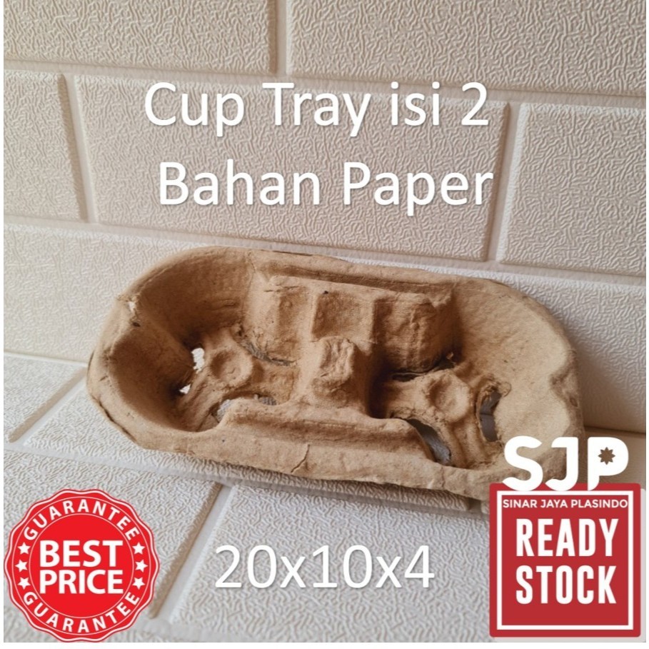 2 Cup Holder Paper Tray Tatakan Minuman Nampan Kertass
