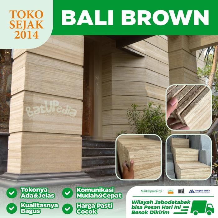 Terlaris Batu Alam Dinding Bali Brown Motif Seperti Marmer Khusus Untuk Dinding