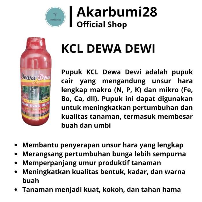 PUPUK CAIR KCL DEWA DEWI 1 LITER PUPUK PEMBUAHAN DAN PEMBESARAN