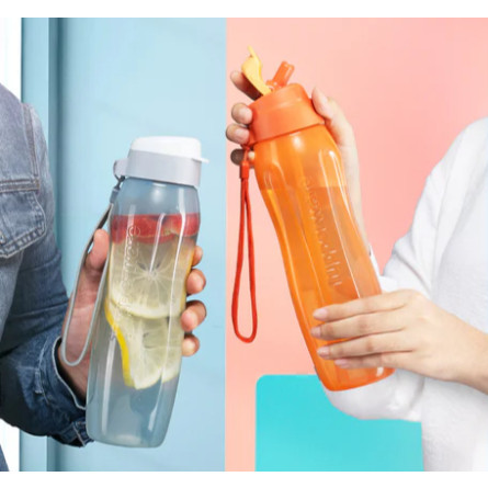 NEW ECO Bottle 750ml Straw [ Ella Tuppy Tuperware ] Botol Minum Sporty dengan Sedotan 750 ml