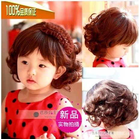 Rambut Palsu Anak Panjang Pendek Bergelombang Wig Rambut Anak Lucu Impor Lembut / Wig Anak Hitam