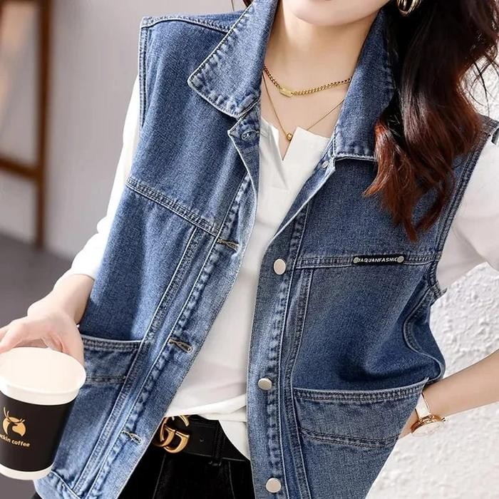 982ROMPI JEANS WANITAROMPI WANITABLAZER JEANS WANITA Atasan Panjang