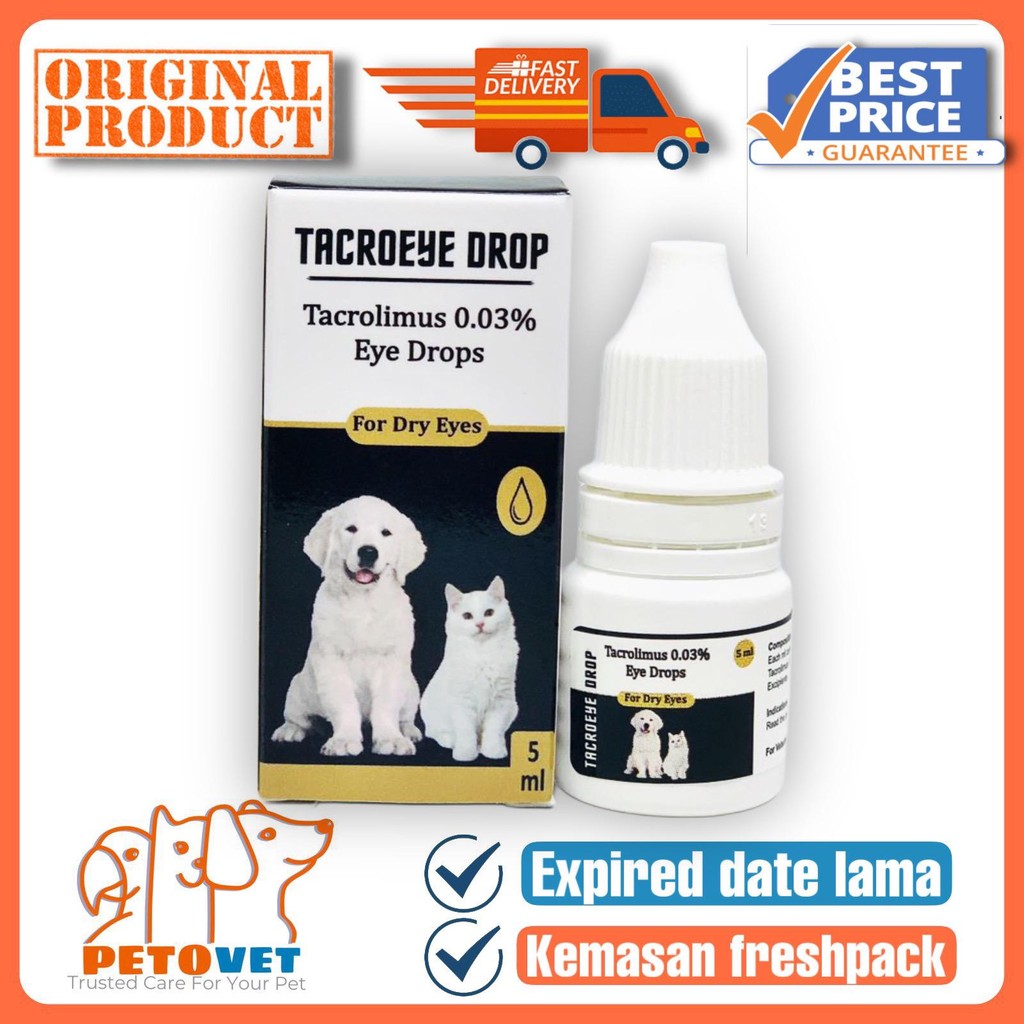 Tacrolimus eye drop 5ml tetes mata kering anjing kucing