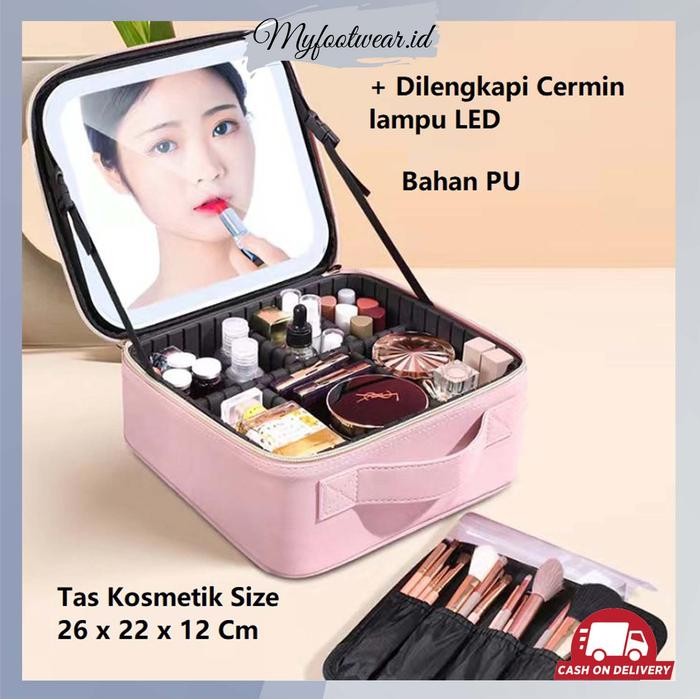 Cermin Led Tas Kosmetik Tas Make Up Cermin Lampu Beauty Case