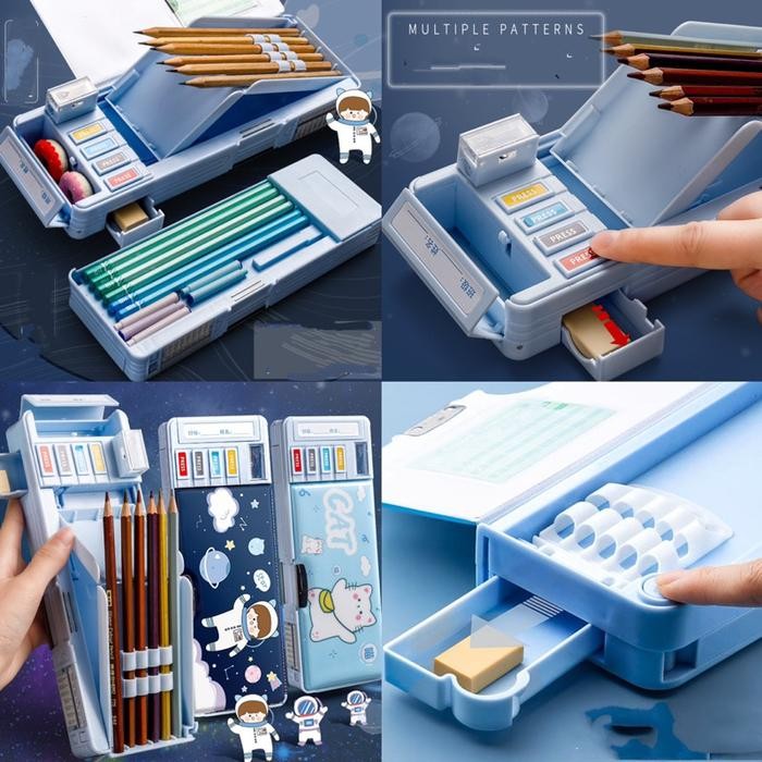 

MULTIFUNCTION PENCIL BOX KOTAK PENSIL MULTIGUNA DOUBLE LAYER 2 TINGKAT STATIONERY