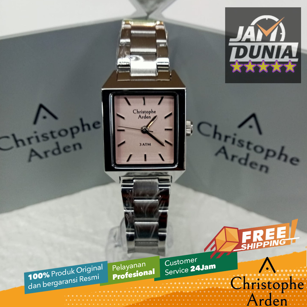 JAM TANGAN CHRISTOPHE ARDEN WANITA ORIGINAL SILVER PINK STAINLESS STEEL STRAP CAF1004 CA F1004 JAM A
