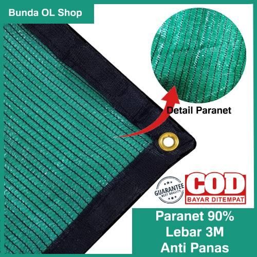 PREMIUM Paranet 90% Lebar 3M Anti Panas Nylon Jaring Tanaman Hijau