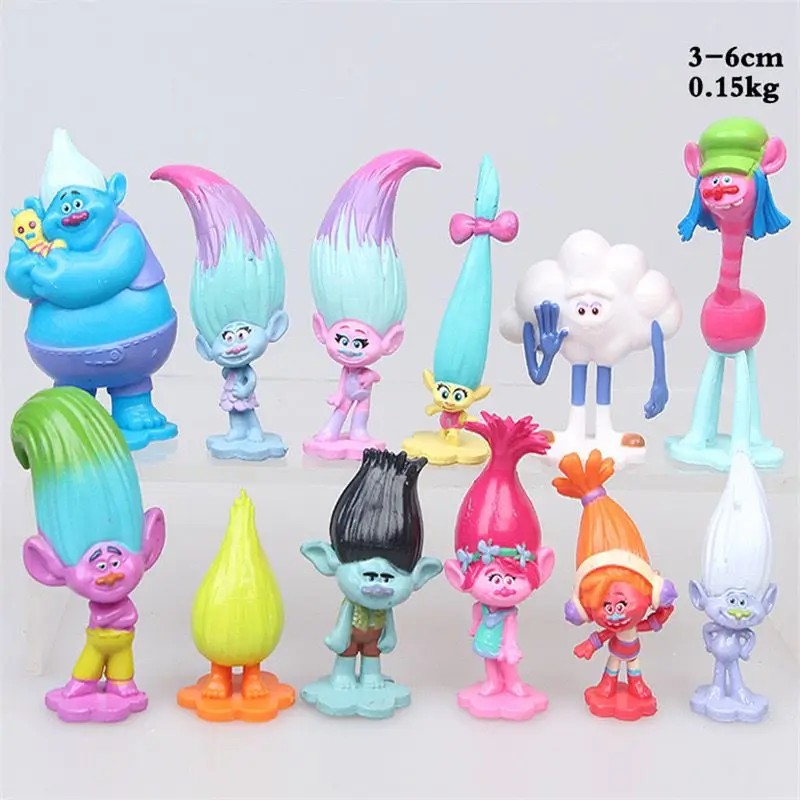 12Pcs/Set Trolls Branch Critter Skitter Figures Trolls Children Trolls Pvc Action Figure Toy Cartoon