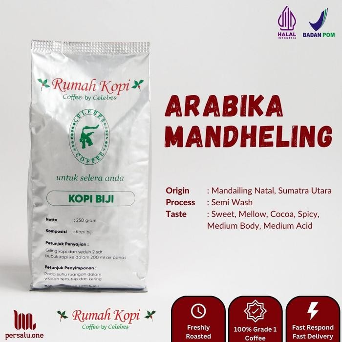 

[CELEBES COFFEE] Kopi Arabika Mandheling Bubuk/Biji/Espresso 250 gram