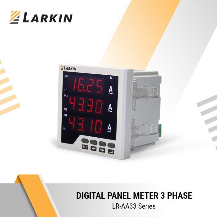 Larkin Digital Ampermeter Untuk Panel Listrik 3P 3 Phase Amper Arus Meter 3 Row Lr-Aa33 Size 96X96Mm
