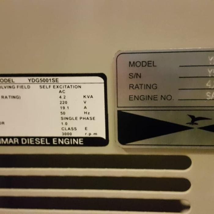 GENSET YANMAR 5 KVA YDG5001SE-D.