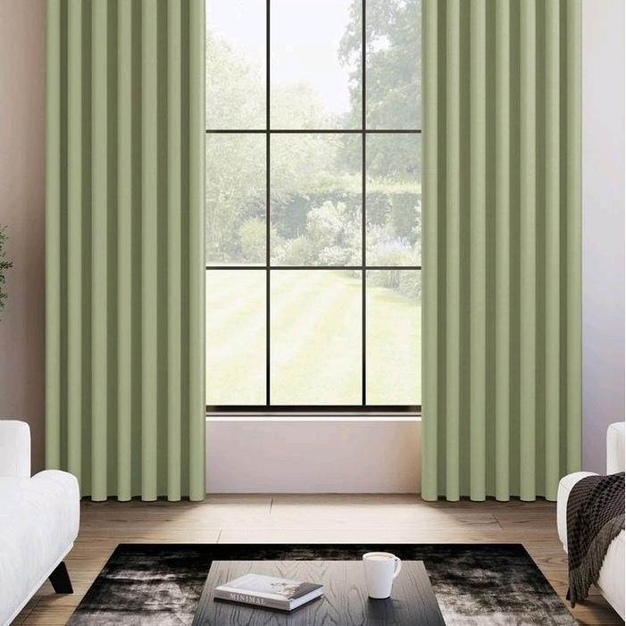 PREMIUM Gorden Jendela dan Pintu Minimalis Blackout Hijau Sage - Bahan Import High Quality - Kain,