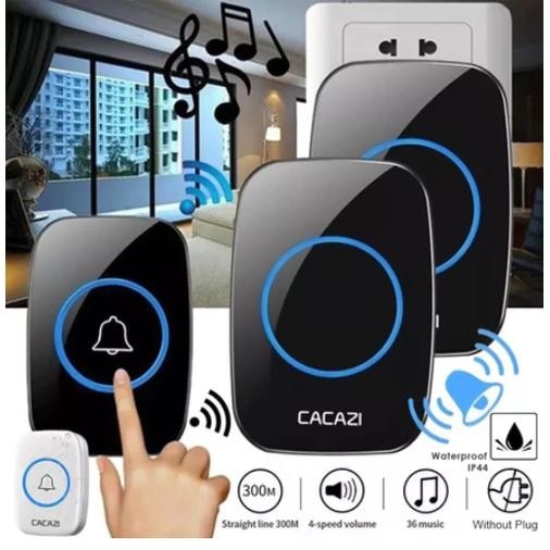 PREMIUM Bel Pintu Rumah WIRELESS CACAZI Bel Pintu Nirkabel Tahan Air Jangkauan 300M Bel Pintu Rumah