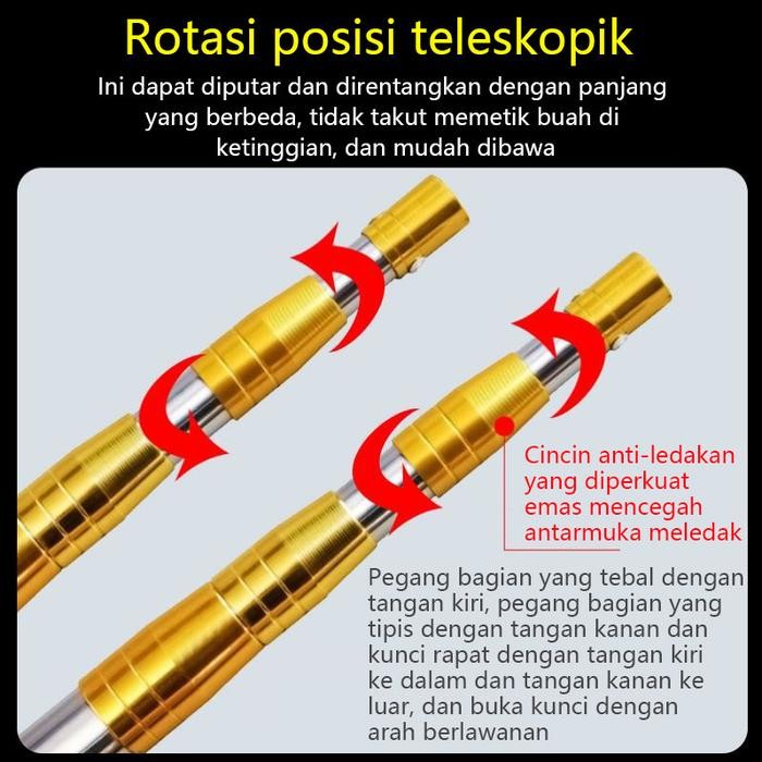 1.5M-10M Tiang Teleskopik Pemetik Buah Gergaji Jaring Celup
