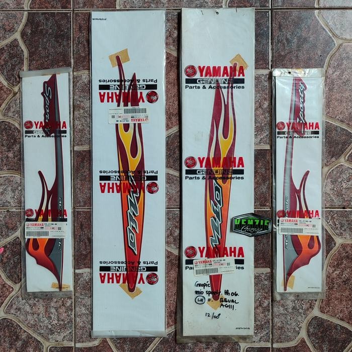 Stiker Striping Mio Sporty Merah Marun 2006 Belakang Original Yamaha