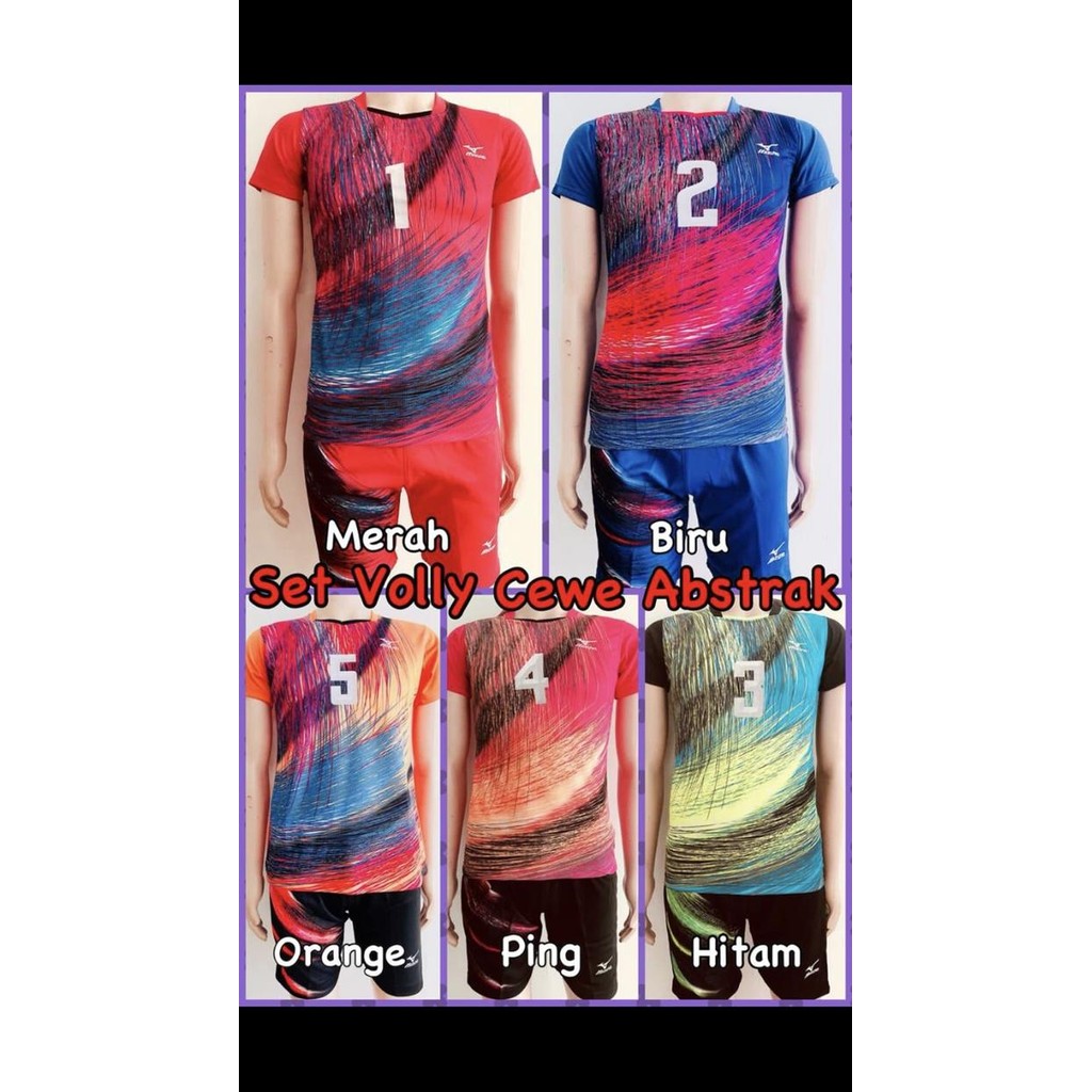 Kaos Baju Voli Volley Mizuno Set Cewek Abstrak Promo