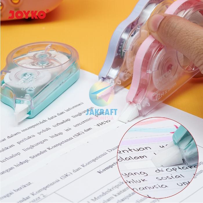 

(12 pcs) grosir correction tape joyko ct-522ptl warna pastel tip-x tip ex pita 12 meter isi lebih
