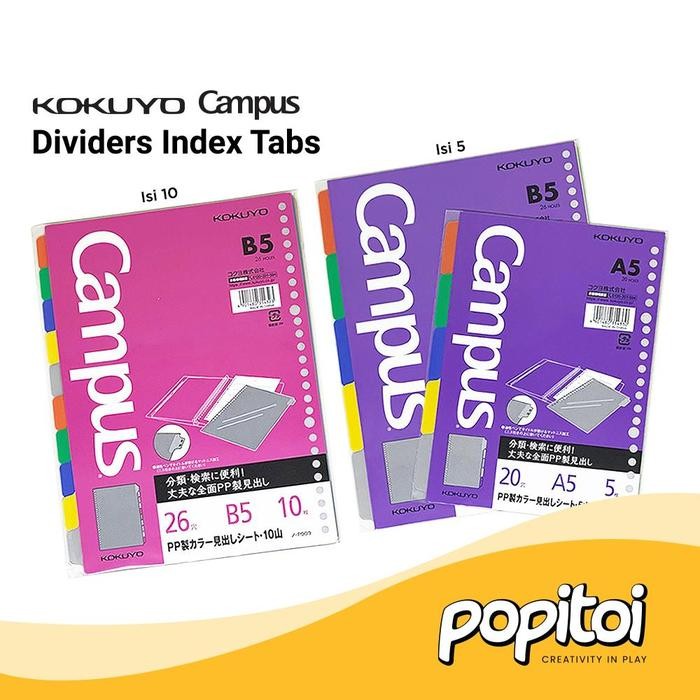 

KOKUYO CAMPUS LOOSE LEAF BINDER DIVIDER B5 A5 INDEX SMART RING KODE 76
