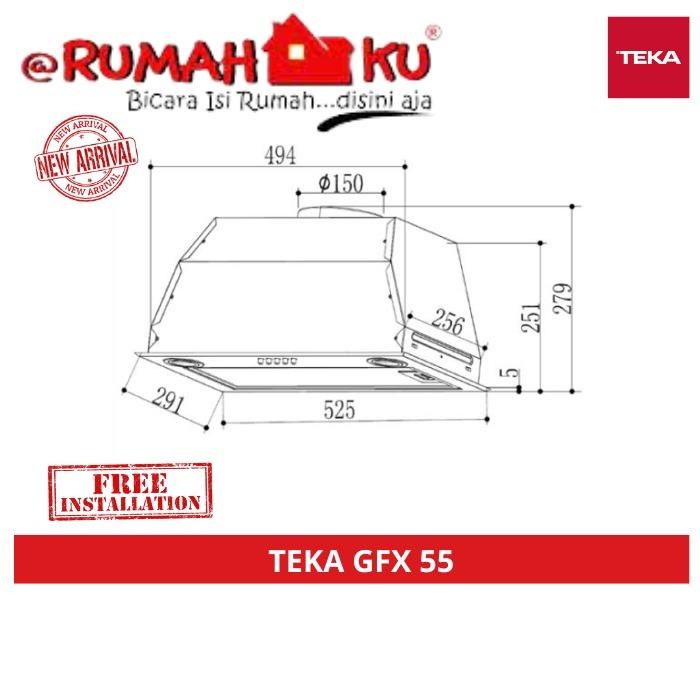 Cooker Hood Tanam Teka GFX 55 Built-In Hood - Penghisap Asap Dapur