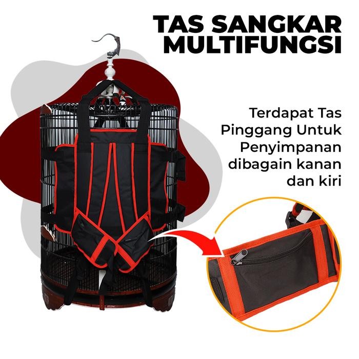 Tas Sangkar Burung Umi Kasum Multifungsi Kandang Kotak dan Bulat Tas Ransel Gendongan Burung Murai
