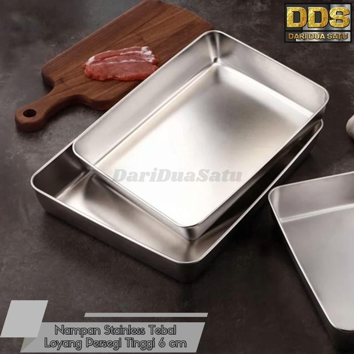 Nampan Stainless Tebal Loyang Persegi Baking Tray Tinggi 6 cm