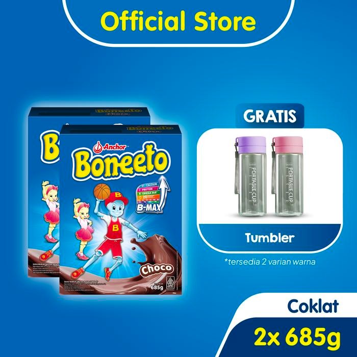 

Barbara.storee Boneeto Susu Bubuk Cokelat 2 x 685g Susu Pertumbuhan Anak Free Gift