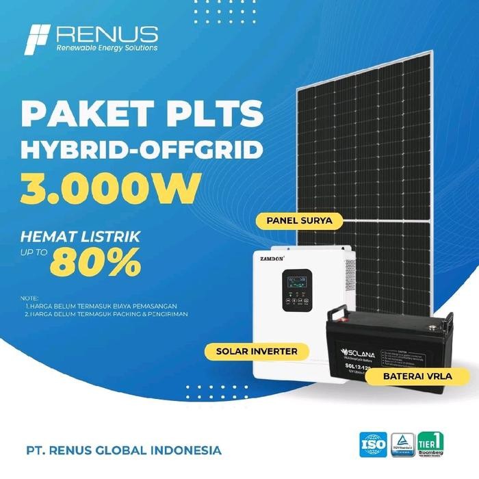 PAKET PLTS HYBRID-OFFGRID 3000W SIAP PASANG best seller