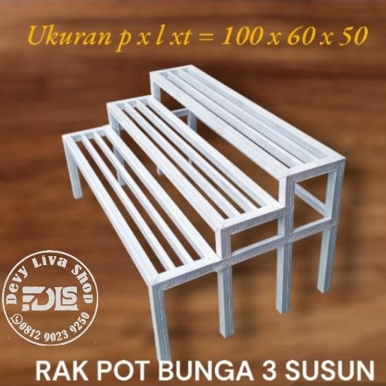 Standing planter rak pot bunga - susun 3 panjang 100cm Kode 1129
