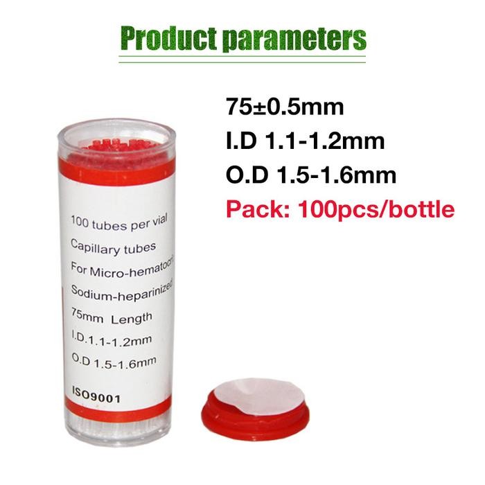 100Pcs Tabung Pipa Kapiler Hematokrit Micro Kapiler Haematocrit Tabung