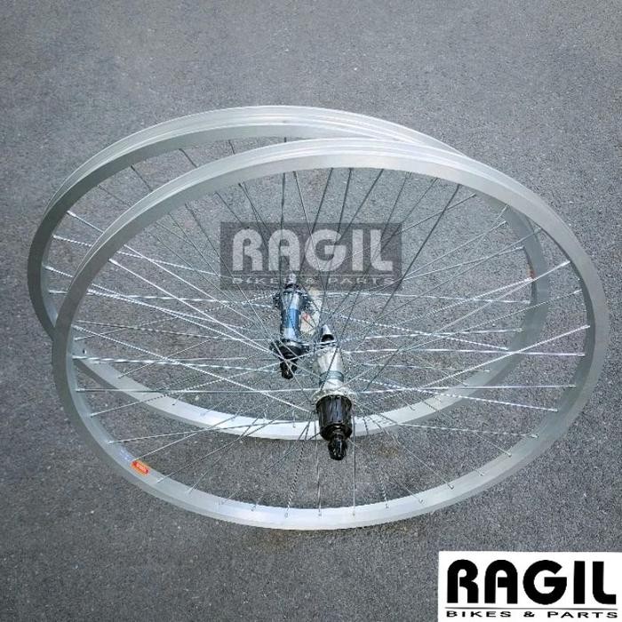 WHEELSET SEPEDA 26 ARAYA VELG RIMS RIM VP21 ALLOY SILVER HITAM LUBANG HOLE 36 36H HUB FREEHUB ACERA