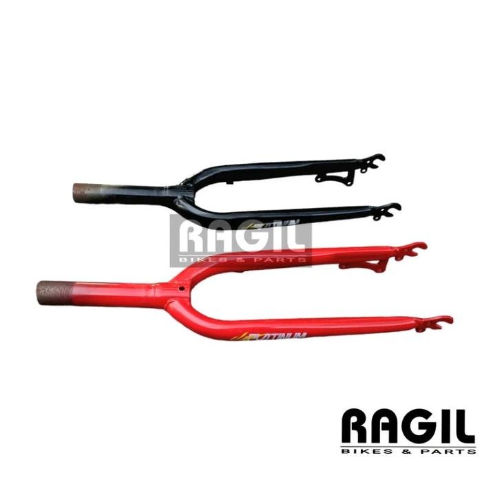 FORK SEPEDA 20 LIPAT SELI OVERSIZE OS PLATINUM GARPU GARBU UKURAN 20" INCH CAKRAM DISC BRAKE MERAH