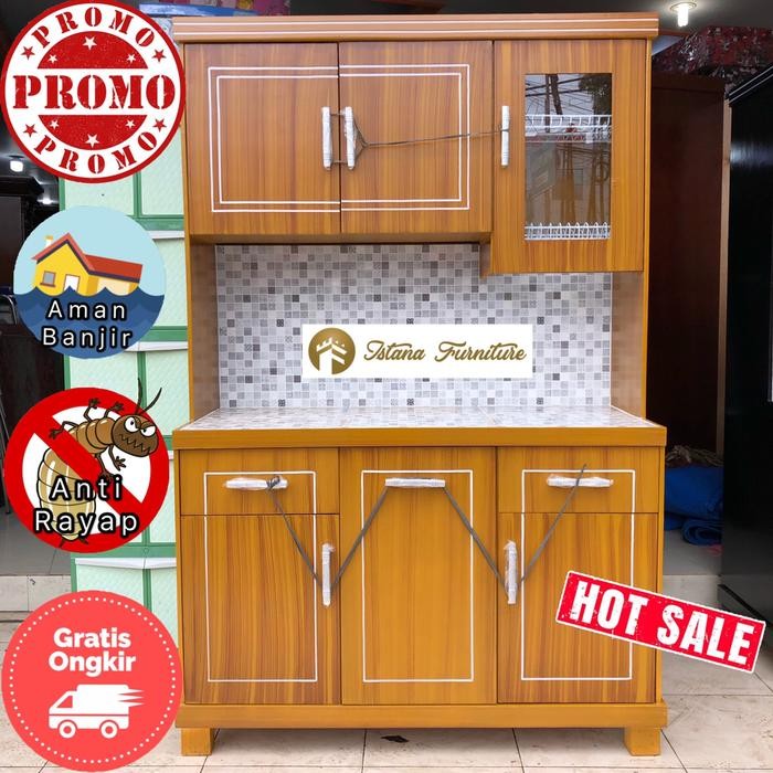 PREMIUM PROMO LEMARI DAPUR / LEMARI SAYUR / RAK PIRING KAYU MINIMALIS 3 PINTU