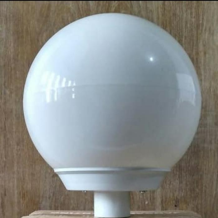 PREMIUM Lampu Taman Bulat Bola10" Hias Plastik Putih Susu 10 inch