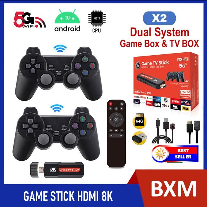 Game Stick 8K Game Console Wireless Media Player Smart TV Box Android 10 2.4G/5G Wifi HD