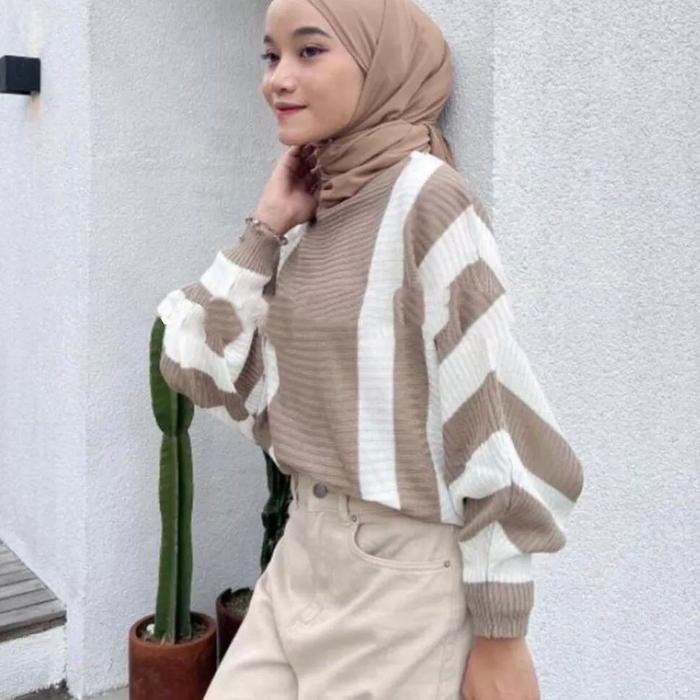 baju rajut kalong setelan rok / baju setelan kalong rok Melar Panjang Batwing Atasan Muslim Wanita