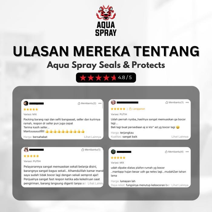 AQUA SPRAY - CAIRAN PENAMBAL BOCOR DAN REMBES - RUBBER SEALANT SPRAY ANTI BOCOR 500ML