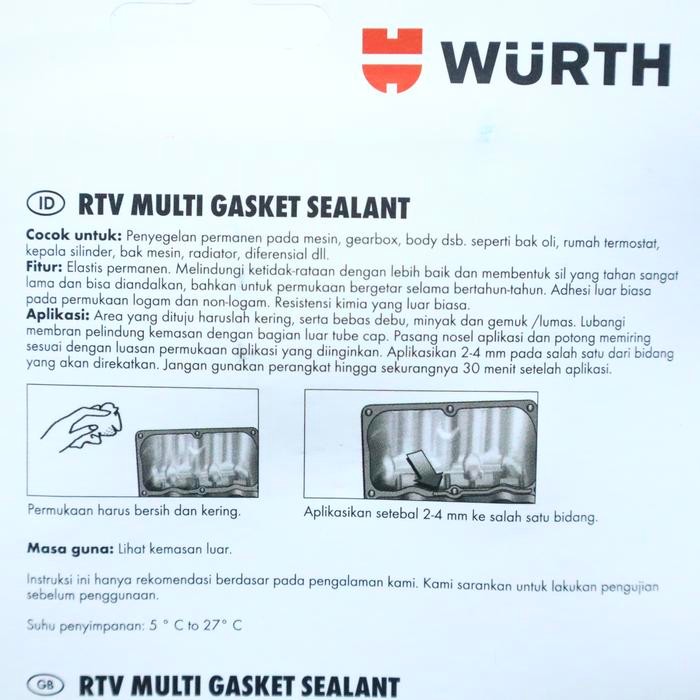 RTV SILICONE SEALANT GREY WURTH - SEALANT ABU-ABU WURTH 85GR